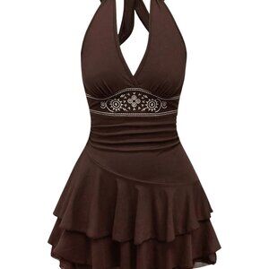 NEW RoseSeek  Sz Lg  Women's Halter Cowgirl Vintage Mini Dress